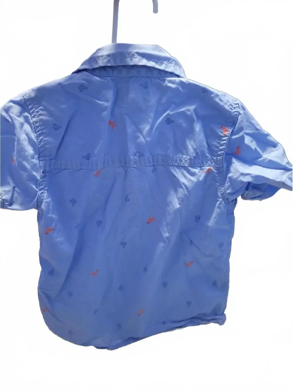 OshKosh B'gosh Boys 3T Light Blue Button-Up Shirt with Dinosaur and Cactus Print